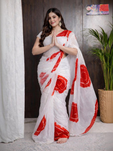 JMDVibes Dyed Bandhani Chiffon Saree