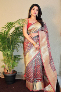 ZILVIRA Woven Kanjivaram Pure Silk, Art Silk Saree