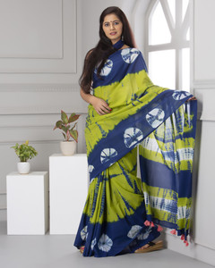 COTTON MULMUL STORE Printed, Blocked Printed, Floral Print, Color Block, Hand Painted, Dyed Daily Wear Pure Cotton Saree