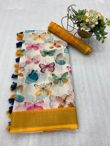SJY Digital Print Bollywood Linen Saree