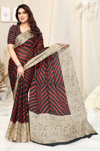 MIRCHI FASHION Printed, Striped Leheria Chiffon, Georgette Saree