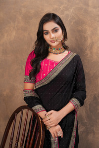 YAGNAM FAB Embroidered Bollywood Art Silk, Raw Silk Saree