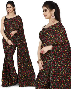 BLEESBURY Floral Print Bollywood Georgette, Chiffon Saree