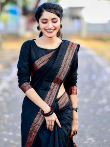 ZILVIRA Woven Kanjivaram Jacquard, Art Silk Saree
