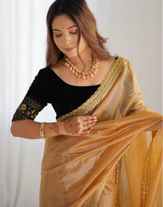 Satrani Embellished, Embroidered Bollywood Net Saree