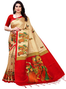 YASHIKA Printed Madhubani Art Silk Saree