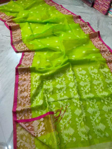 sahatextiledam Woven Jamdani Muslin Saree