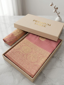 GOGAJI COLLECTION Woven Kanjivaram Raw Silk, Pure Silk Saree