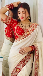 TARAGI Embellished, Embroidered Bollywood Silk Blend Saree