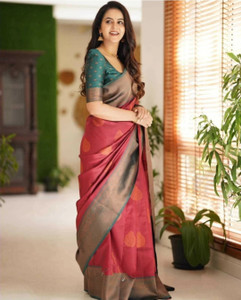 TRINITI FAB Woven Kanjivaram Pure Silk, Art Silk Saree