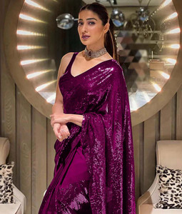 MADHUR HAND WORK ART Embroidered, Embellished Bollywood Georgette Saree