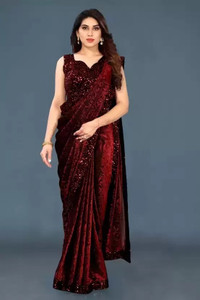 Vragi Embellished Daily Wear Lycra Blend Saree