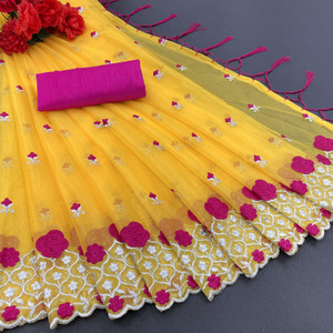 PATTARI Embroidered Bollywood Supernet Saree