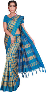 Shaibo saree Checkered Daily Wear Cotton Silk Saree