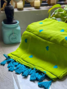 PRAVATI FASHION Embroidered Handloom Mulmul Saree