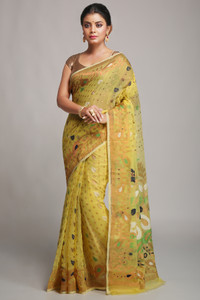 WoodenTant Woven Jamdani Cotton Silk Saree