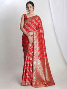 Janasya Woven Banarasi Silk Blend Saree