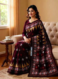 Tareninx Printed Sambalpuri Pure Cotton Saree