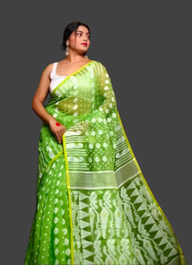TRANDE Woven Jamdani Cotton Silk Saree