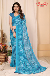 Anand Sarees Ombre, Floral Print Daily Wear Georgette Saree