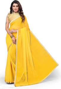 Madhur milan Solid/Plain Daily Wear Georgette Saree