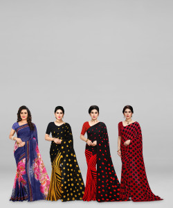 kashvi sarees Paisley, Ombre, Geometric Print, Floral Print Daily Wear Georgette Saree