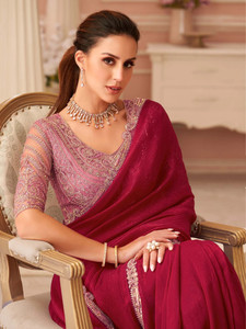 Sareemall Embellished Bollywood Chiffon Saree