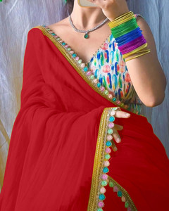 Aastikay Embroidered Bollywood Chiffon, Georgette Saree