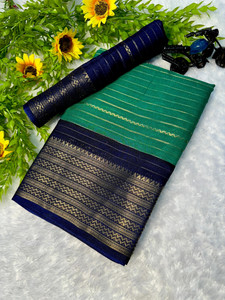 RAAVIENTERPRISE Striped, Woven Mysore Silk Blend Saree