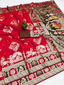 rendol Woven Banarasi Satin Saree