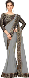 Maruti Creation Solid/Plain Jamdani Georgette Saree