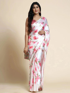 Fabian Fashion Floral Print, Digital Print Bollywood Satin Saree