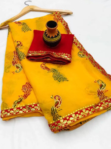yasvicreation Printed Bandhani Georgette Saree