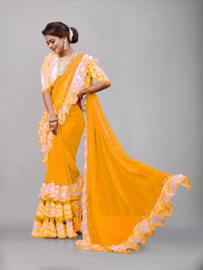 Harani Solid/Plain, Dyed Bollywood Georgette Saree