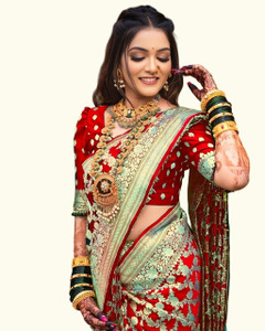SOMVATI Solid/Plain, Printed Kanjivaram Art Silk, Jacquard Saree