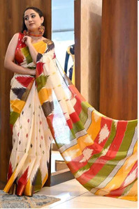 MAANVIT Self Design Bollywood Linen, Cotton Linen Saree