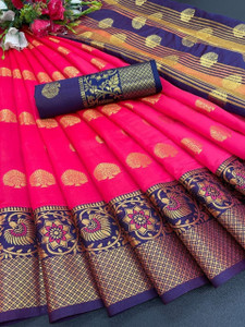Pionex Woven Banarasi Cotton Silk Saree
