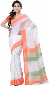 Desh Bidesh Solid/Plain, Woven, Self Design Handloom Handloom Cotton Blend, Pure Cotton Saree
