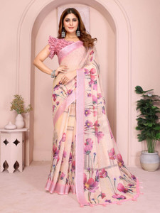 GAUMUKHI CREATION Printed Daily Wear Linen Saree