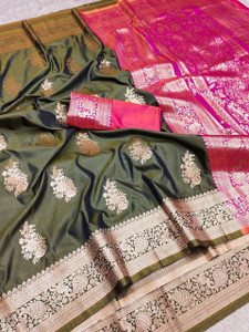Keswi Fab Woven Banarasi Jacquard, Pure Silk Saree
