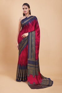 GARDEN VARELI Floral Print Bollywood Crepe, Satin Saree