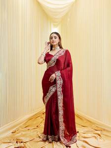 KASEE Embellished, Applique Bollywood Silk Blend Saree