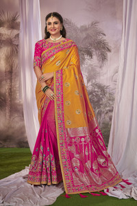 MANOHARI Woven Banarasi Silk Blend Saree