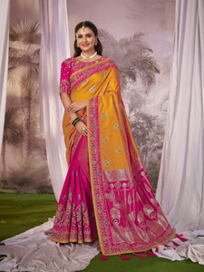 MANOHARI Woven Banarasi Silk Blend Saree