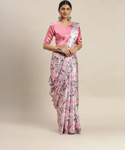 Fabian Fashion Floral Print, Digital Print Bollywood Satin Saree