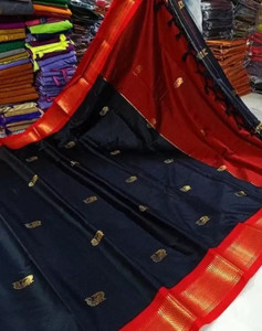 Bloriza Temple Border, Woven, Self Design Paithani Cotton Silk Saree