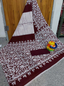 RAMNATHS Printed, Blocked Printed, Hand Painted Daily Wear Pure Cotton Saree