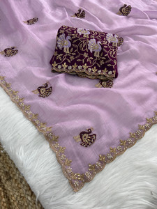 bhavika silk mills एम्ब्रॉइडरेड बॉलीवुड जोर्जेट साड़ी