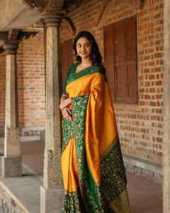 Aquiliq Printed Banarasi Art Silk Saree
