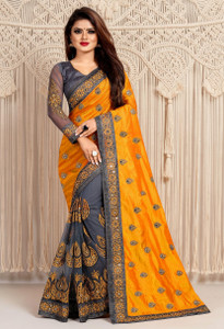 b bella creation Embroidered, Embellished Bollywood Net Saree